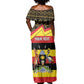 Personalized Uganda Off Shoulder Maxi Dress African Pattern - Independence Day 1962
