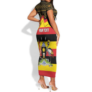 Personalized Uganda Short Sleeve Bodycon Dress African Pattern - Independence Day 1962 LT01