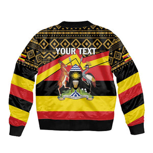 Personalized Uganda Sleeve Zip Bomber Jacket African Pattern - Independence Day 1962
