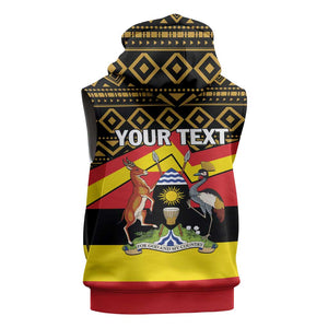 Personalized Uganda Sleeveless Hoodie African Pattern - Independence Day 1962 - African Pride