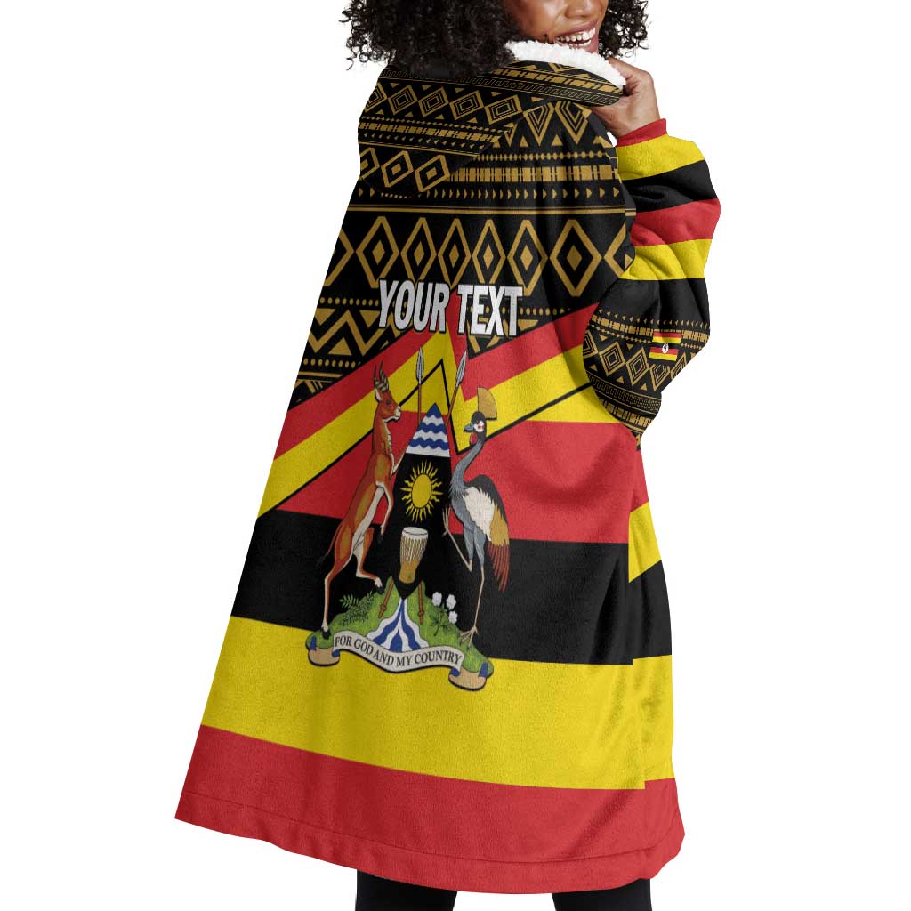 Personalized Uganda Wearable Blanket Hoodie African Pattern - Independence Day 1962