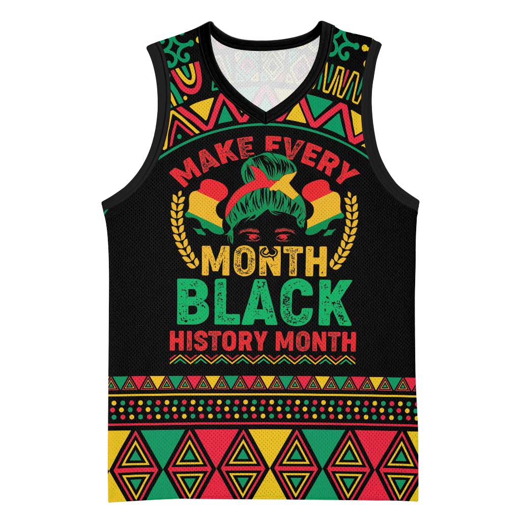 Make Every Month Black History Month Basketball Jersey African Pattern - African Pride