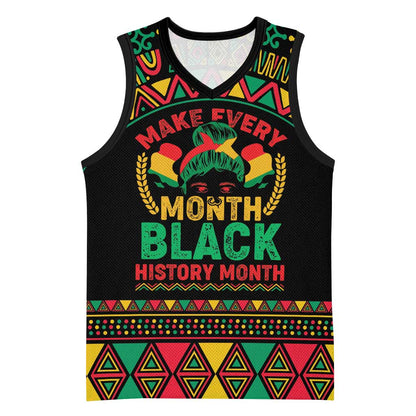 Make Every Month Black History Month Basketball Jersey African Pattern - African Pride