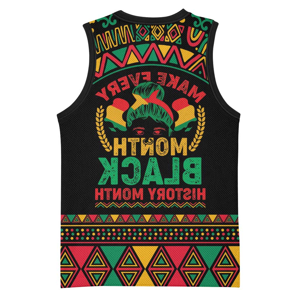 Make Every Month Black History Month Basketball Jersey African Pattern - African Pride