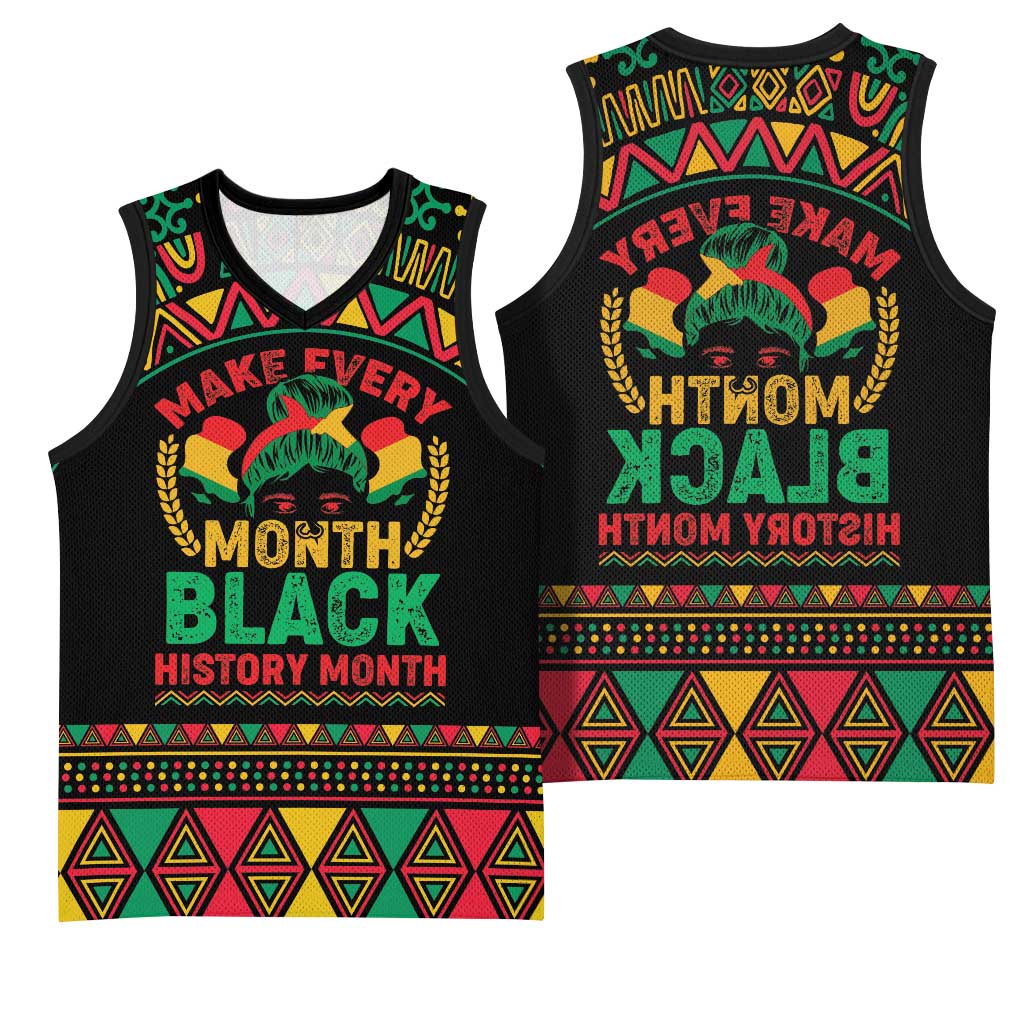 Make Every Month Black History Month Basketball Jersey African Pattern - African Pride