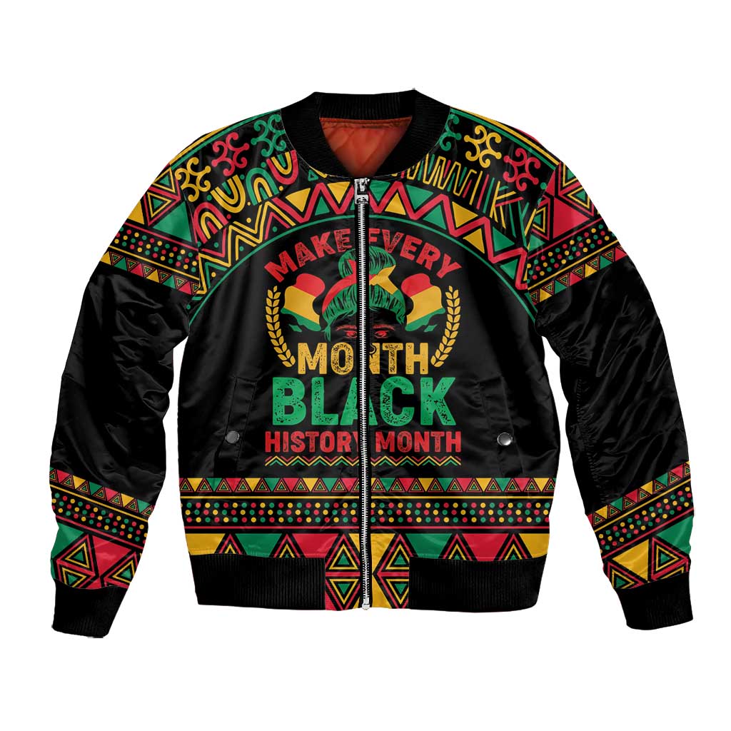 Make Every Month Black History Month Bomber Jacket African Pattern