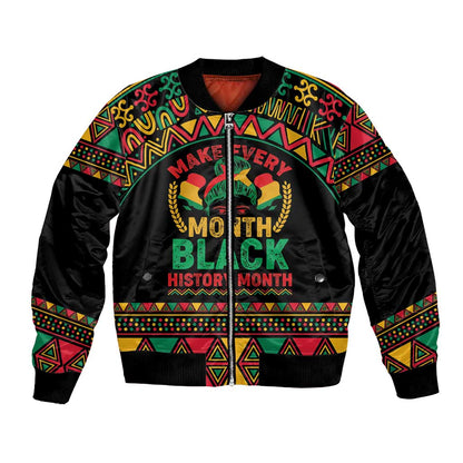 Make Every Month Black History Month Bomber Jacket African Pattern