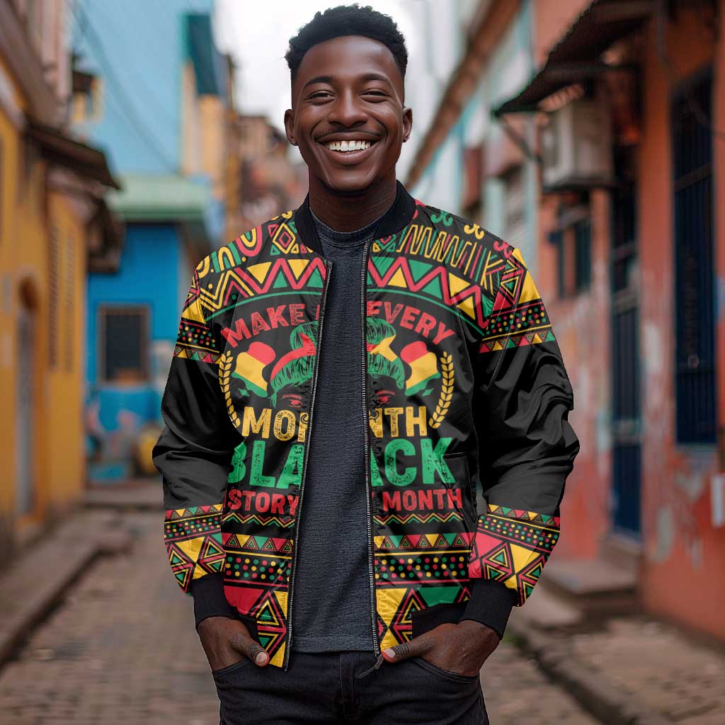 Make Every Month Black History Month Bomber Jacket African Pattern