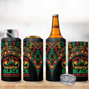 Make Every Month Black History Month 4 in 1 Can Cooler Tumbler African Pattern