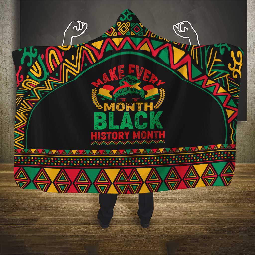 Make Every Month Black History Month Hooded Blanket African Pattern