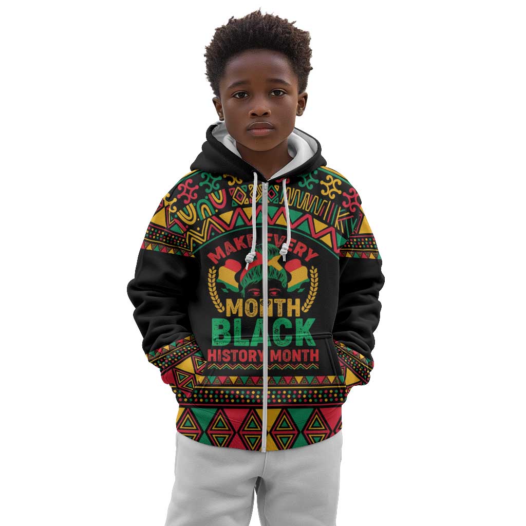 Make Every Month Black History Month Kid Hoodie African Pattern