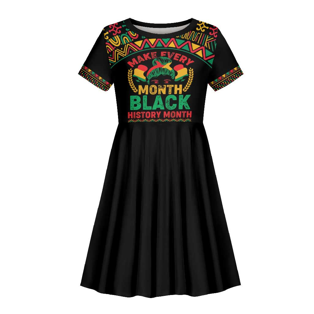 Make Every Month Black History Month Kid Short Sleeve Dress African Pattern