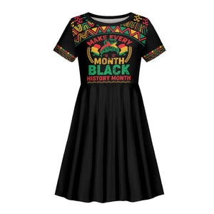 Make Every Month Black History Month Kid Short Sleeve Dress African Pattern