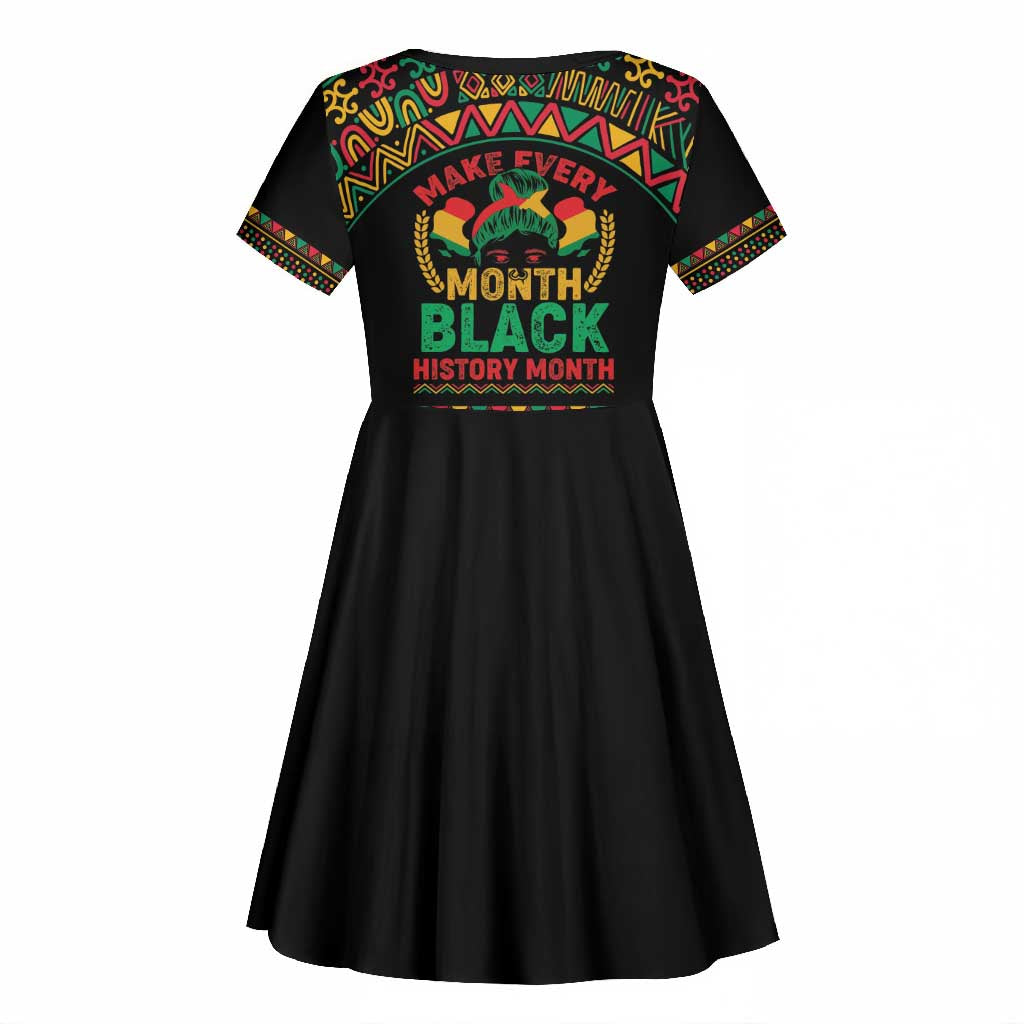 Make Every Month Black History Month Kid Short Sleeve Dress African Pattern