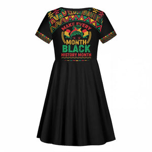 Make Every Month Black History Month Kid Short Sleeve Dress African Pattern