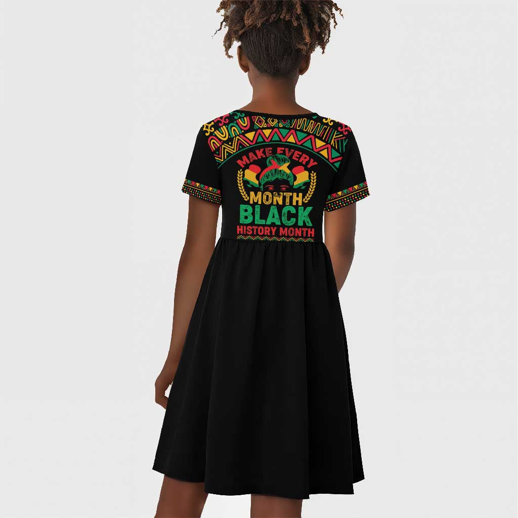 Make Every Month Black History Month Kid Short Sleeve Dress African Pattern