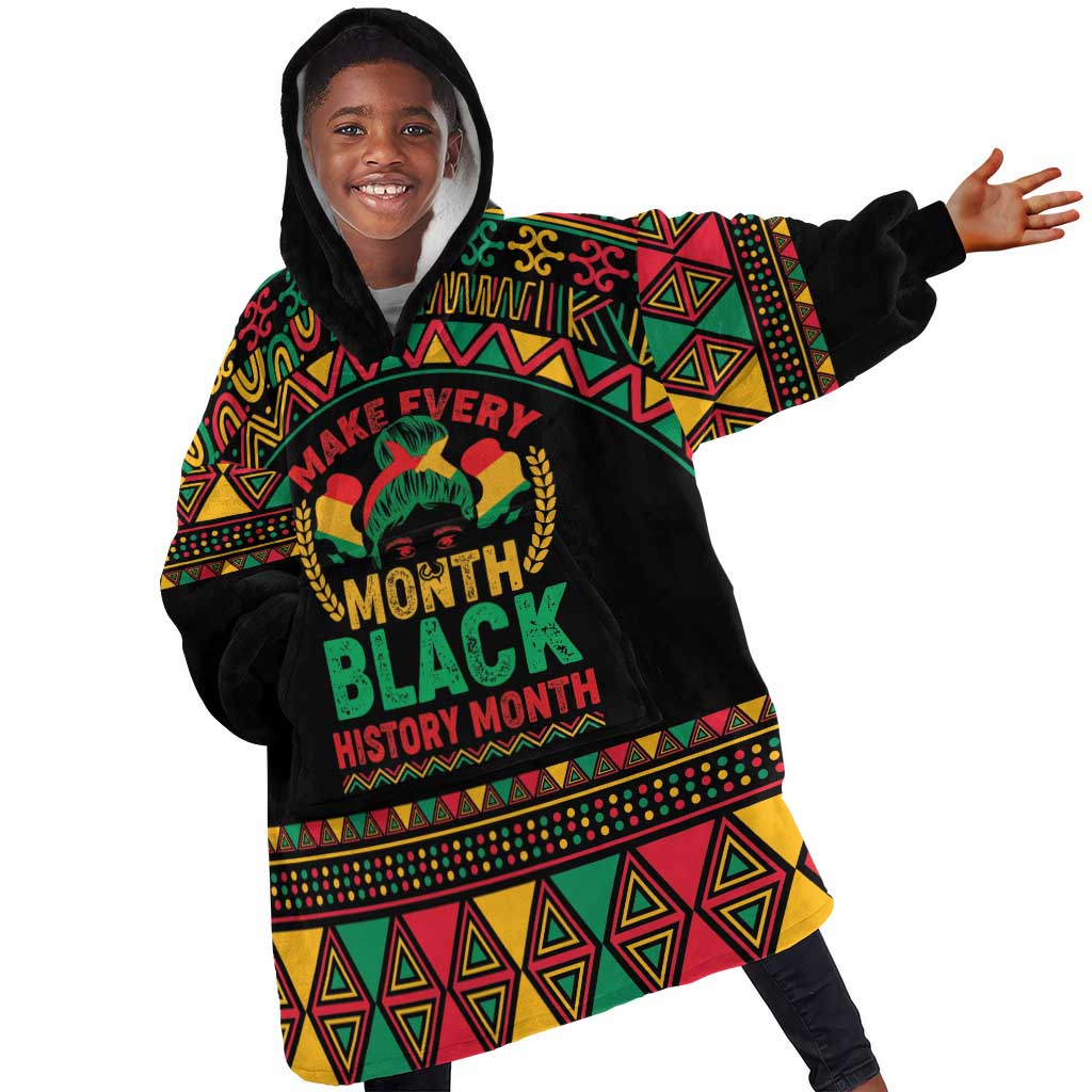 Make Every Month Black History Month Kid Wearable Blanket Hoodie African Pattern