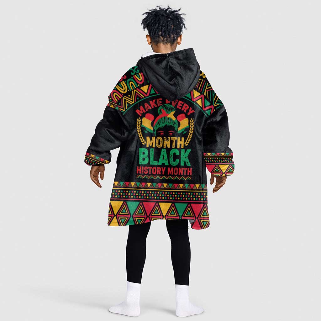 Make Every Month Black History Month Kid Wearable Blanket Hoodie African Pattern
