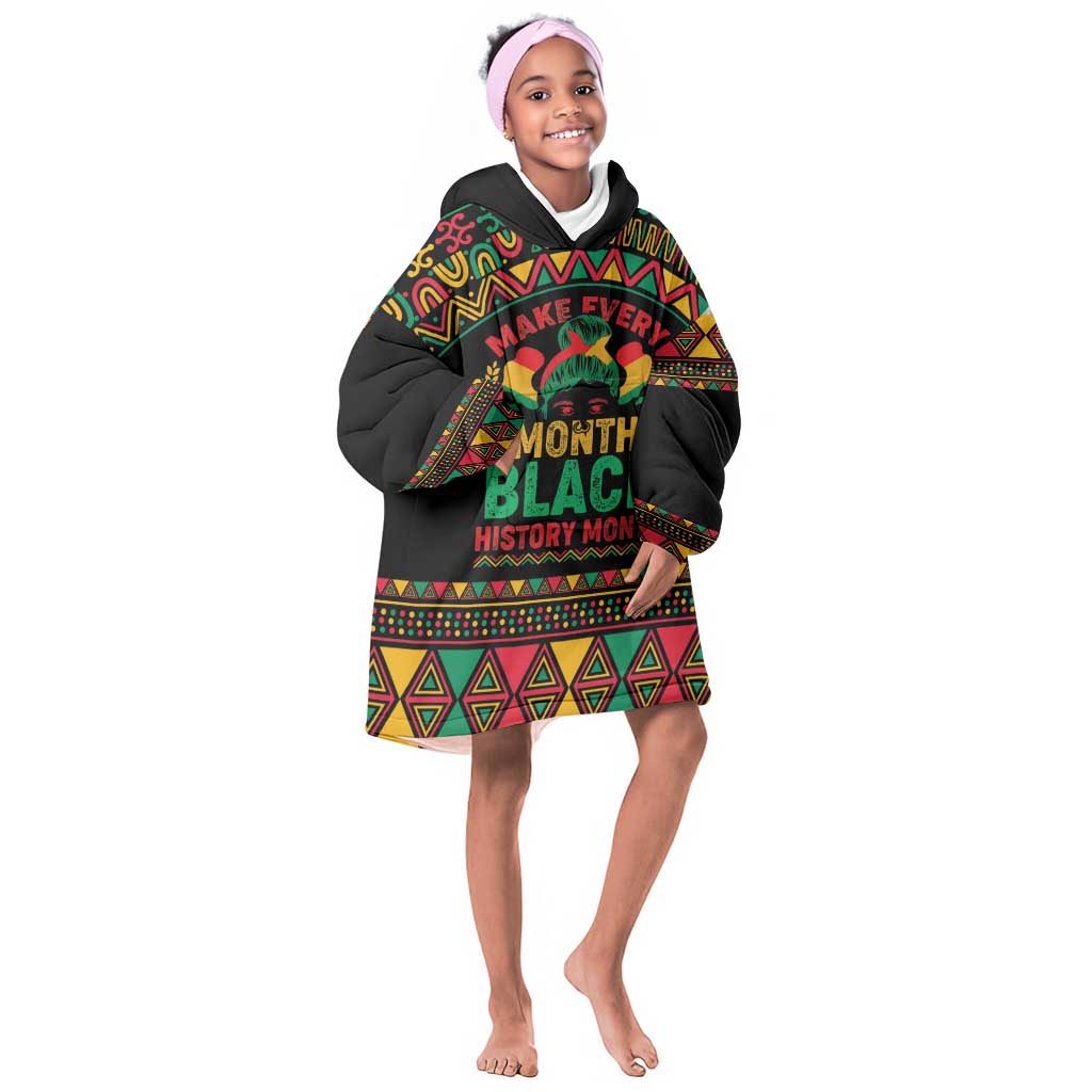 Make Every Month Black History Month Kid Wearable Blanket Hoodie African Pattern