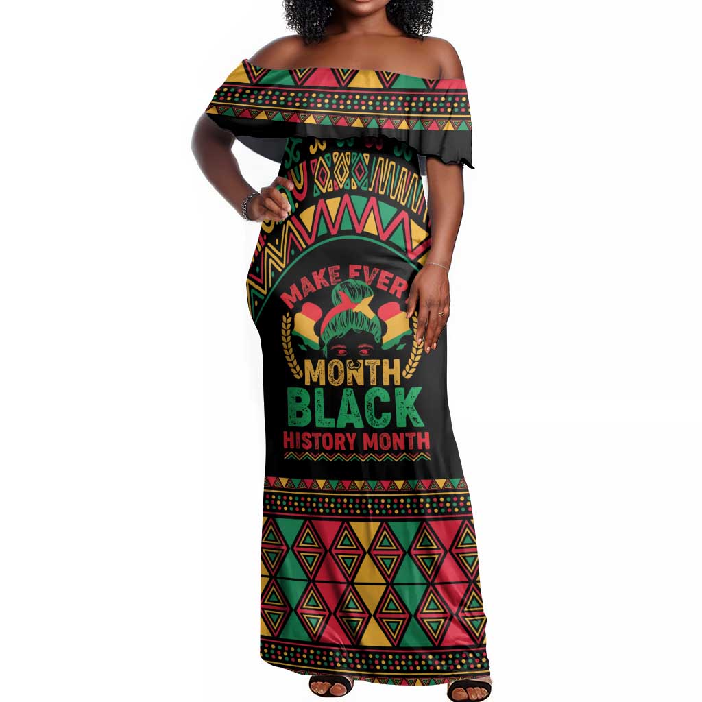 Make Every Month Black History Month Off Shoulder Maxi Dress African Pattern
