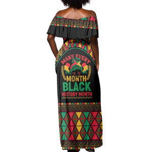 Make Every Month Black History Month Off Shoulder Maxi Dress African Pattern
