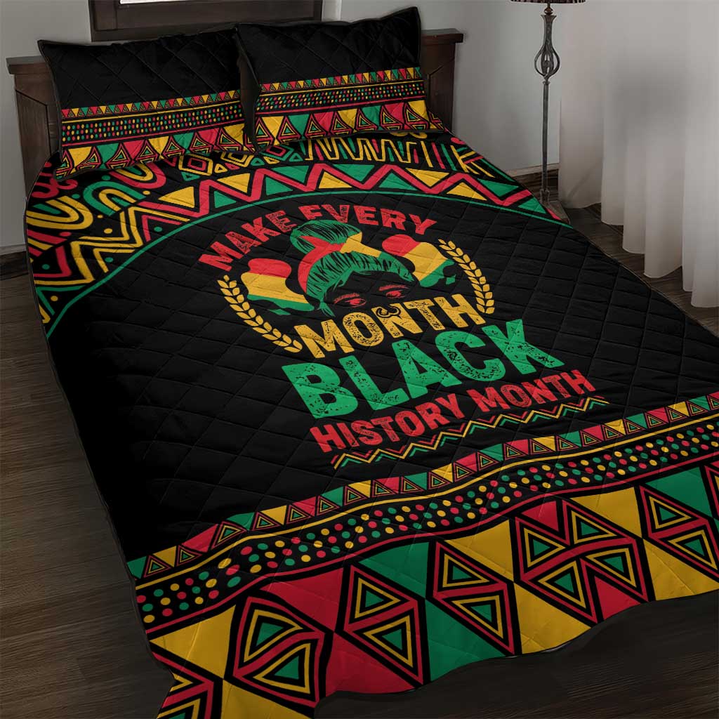 Make Every Month Black History Month Quilt Bed Set African Pattern