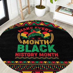 Make Every Month Black History Month Round Carpet African Pattern