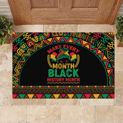 Make Every Month Black History Month Rubber Doormat African Pattern