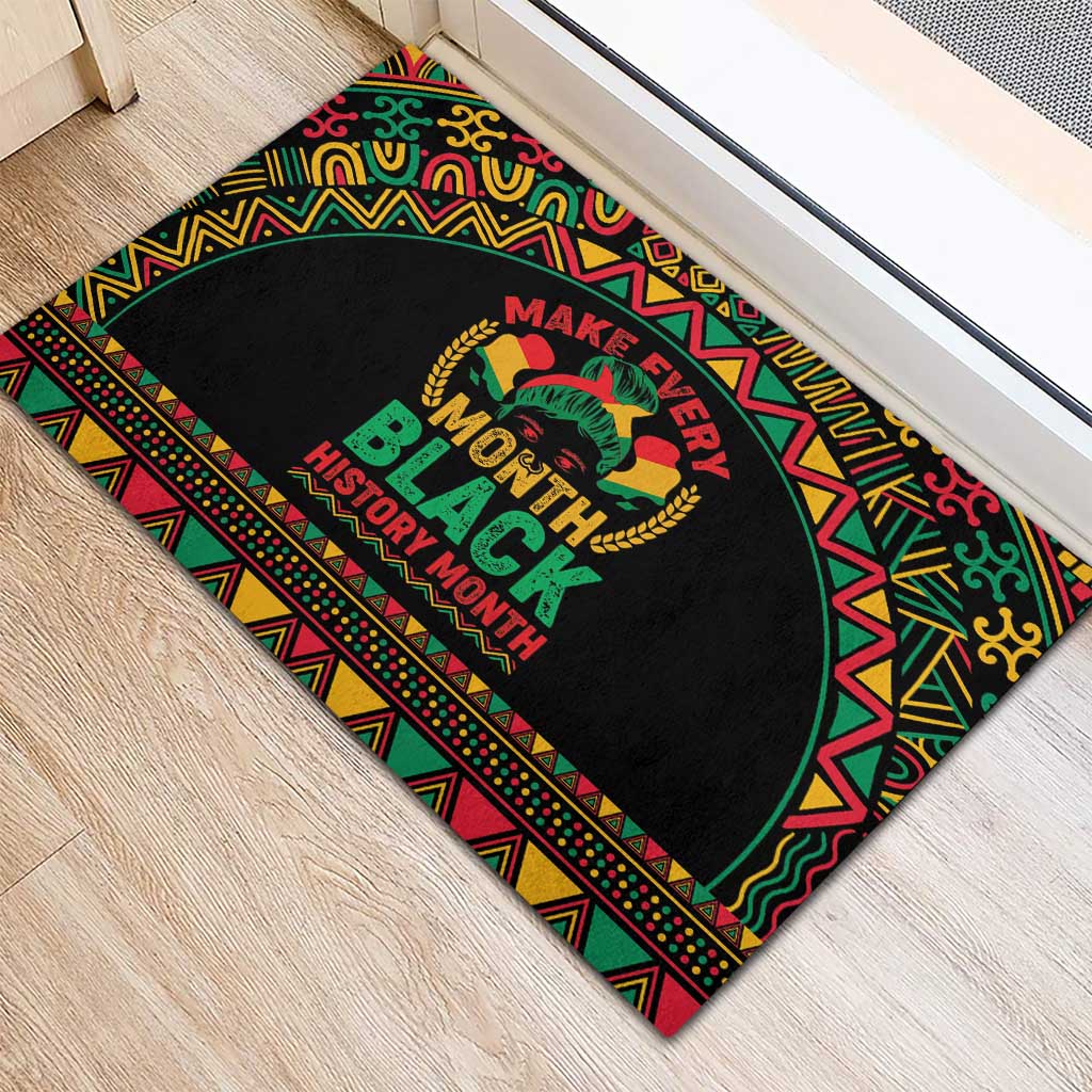 Make Every Month Black History Month Rubber Doormat African Pattern