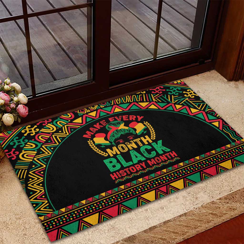 Make Every Month Black History Month Rubber Doormat African Pattern