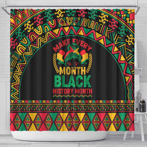 Make Every Month Black History Month Shower Curtain African Pattern
