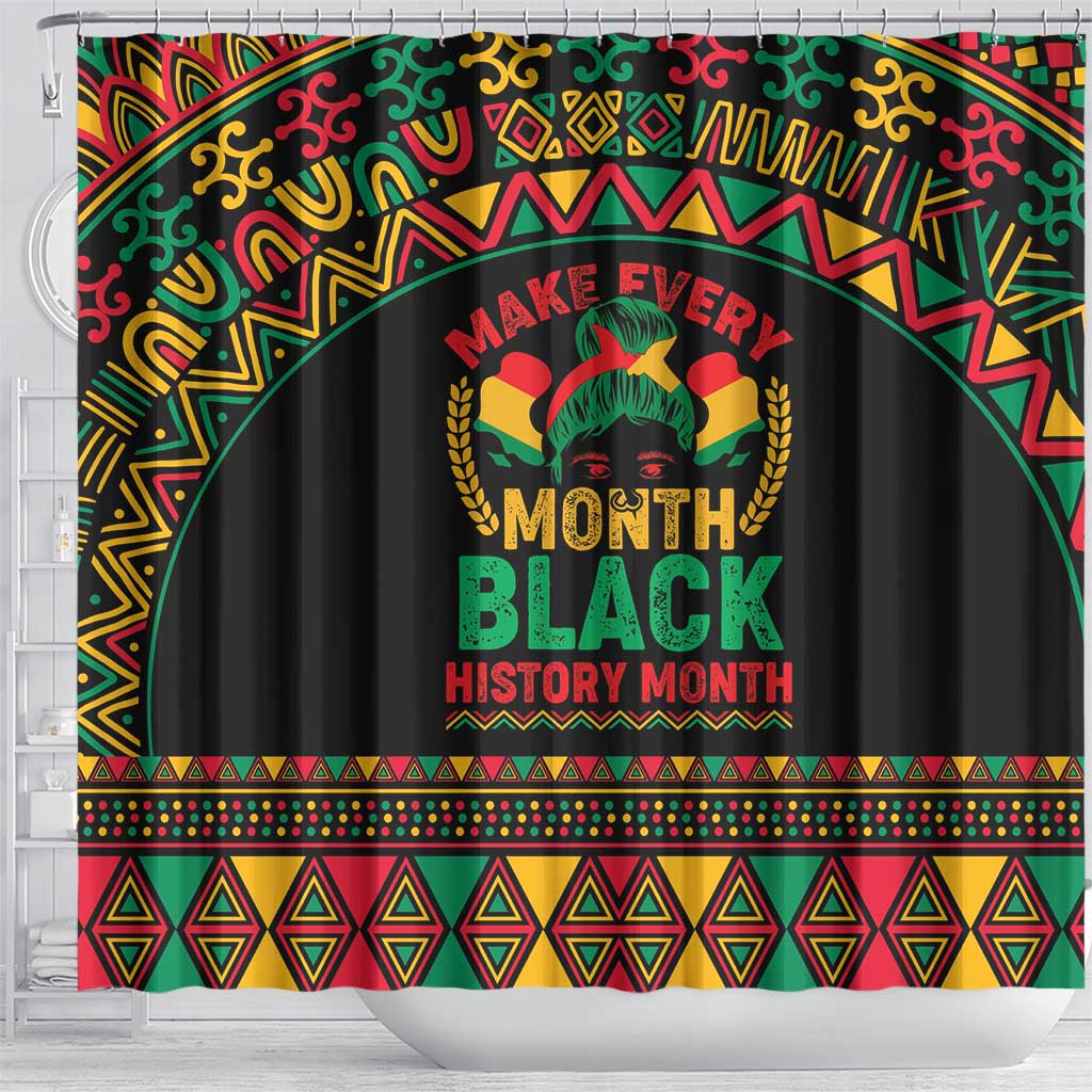 Make Every Month Black History Month Shower Curtain African Pattern