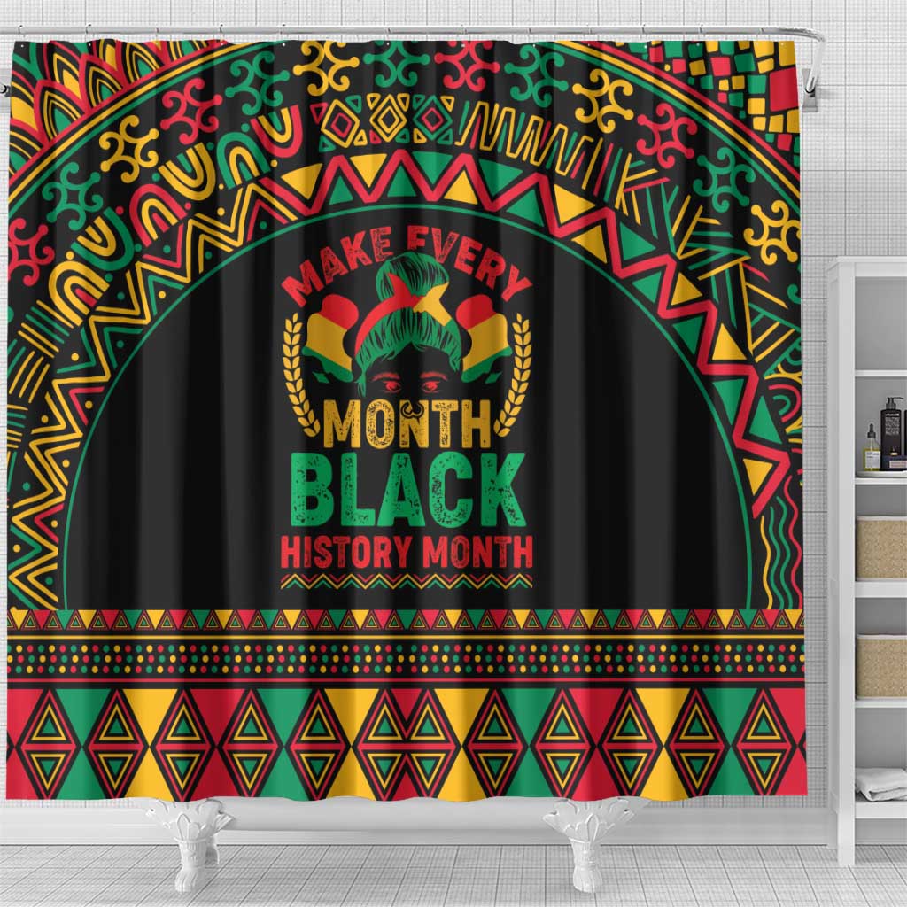 Make Every Month Black History Month Shower Curtain African Pattern