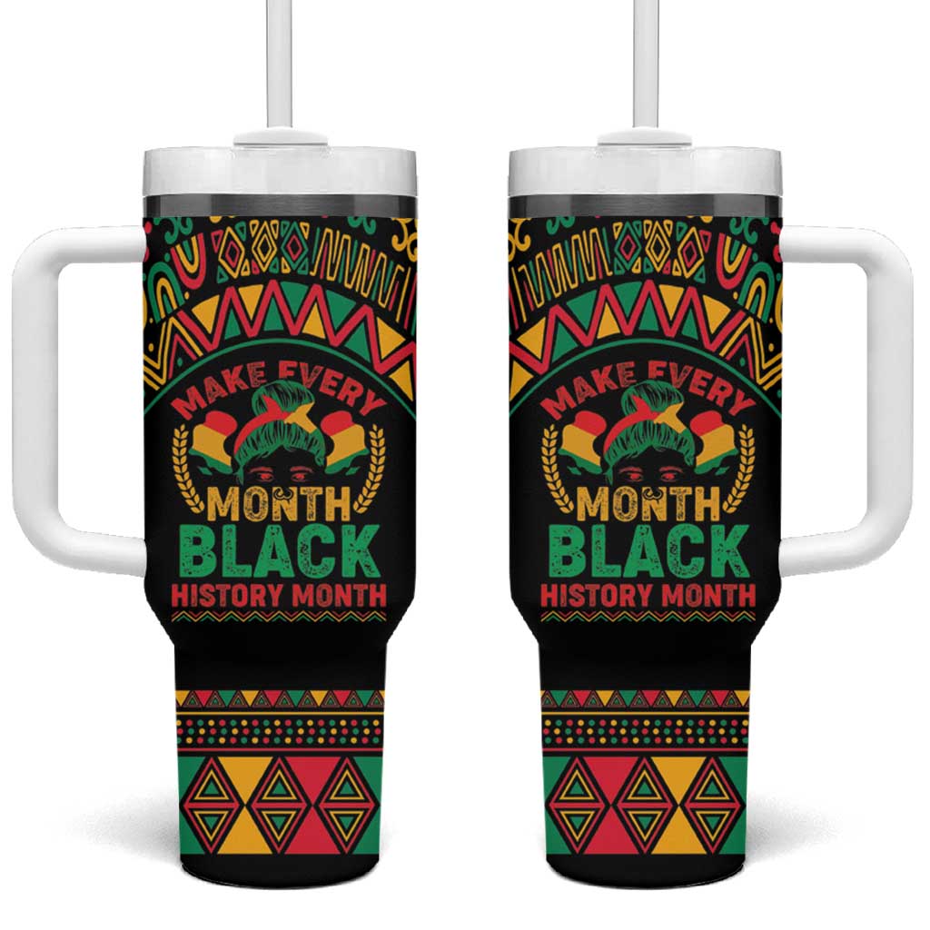 Make Every Month Black History Month Tumbler With Handle African Pattern