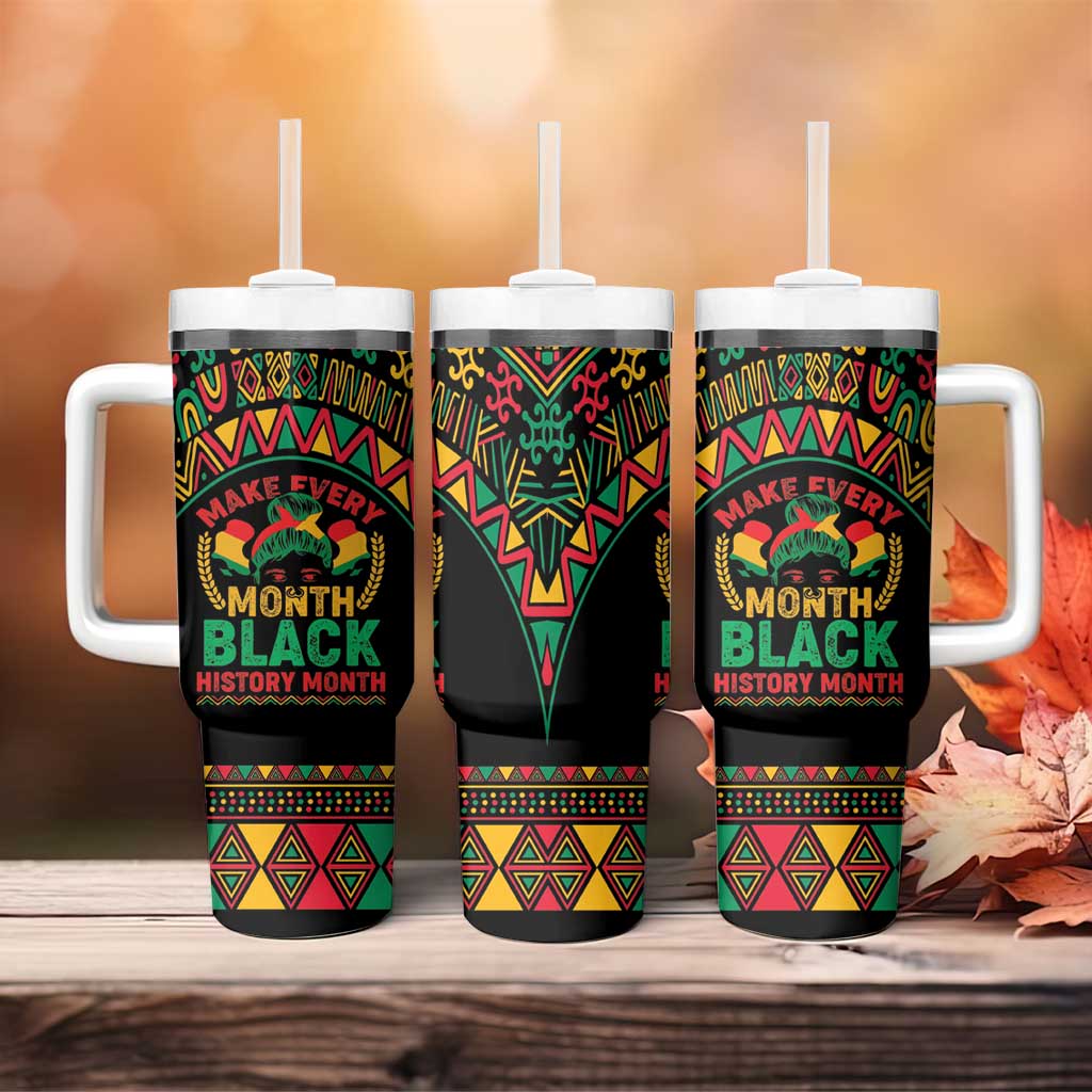 Make Every Month Black History Month Tumbler With Handle African Pattern