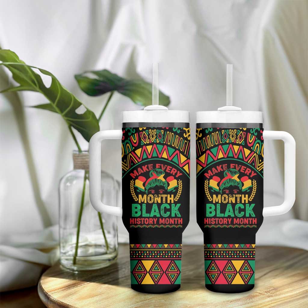 Make Every Month Black History Month Tumbler With Handle African Pattern