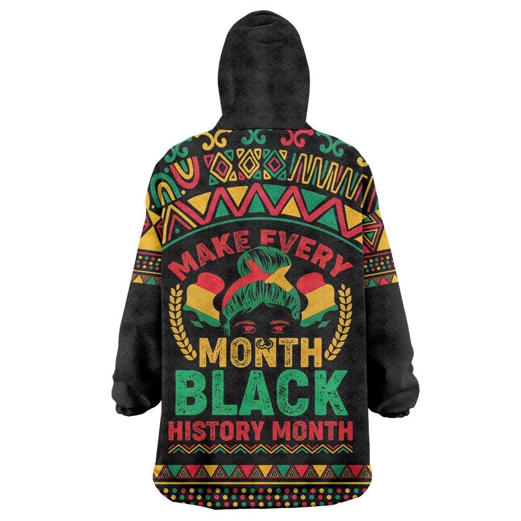 Make Every Month Black History Month Wearable Blanket Hoodie African Pattern