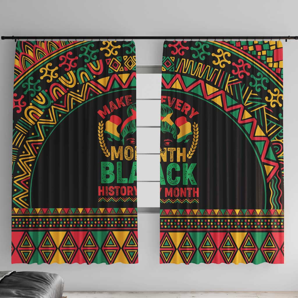 Make Every Month Black History Month Window Curtain African Pattern