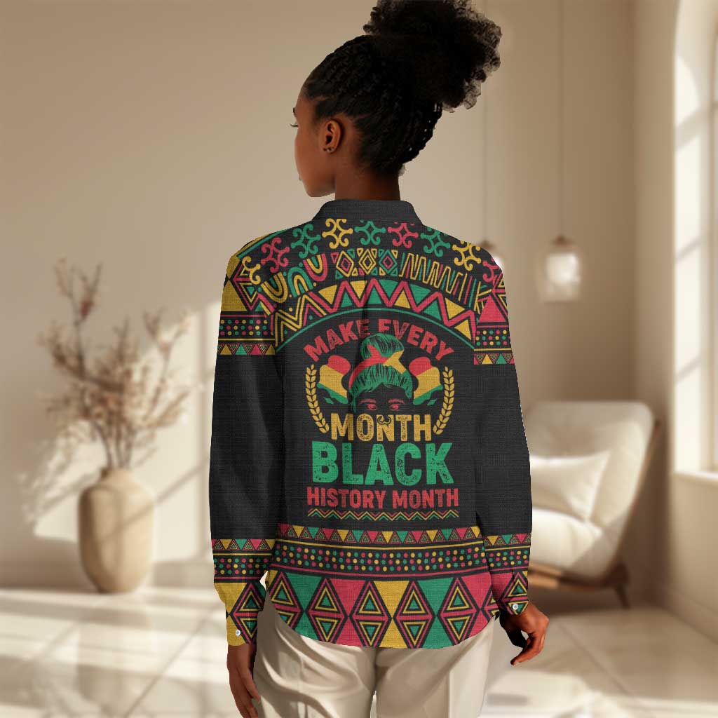 Make Every Month Black History Month Women Casual Shirt African Pattern LT01