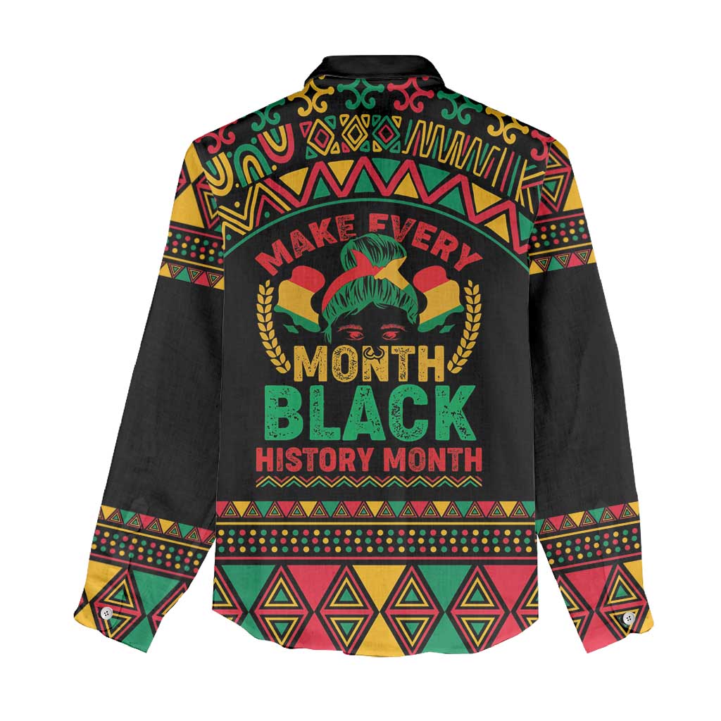 Make Every Month Black History Month Women Casual Shirt African Pattern LT01
