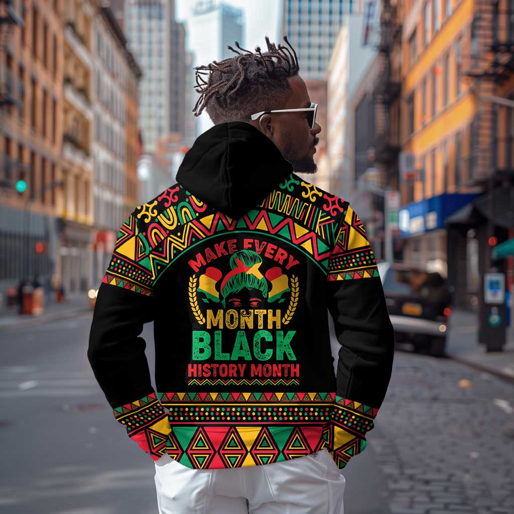 Make Every Month Black History Month Zip Hoodie African Pattern