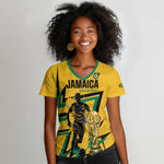 Custom Football 2026 Jamaica Women V-Neck T-Shirt All A Wi One Team