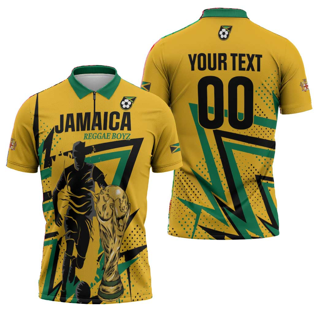 Custom Football 2026 Jamaica Zipper Polo Shirt All A Wi One Team