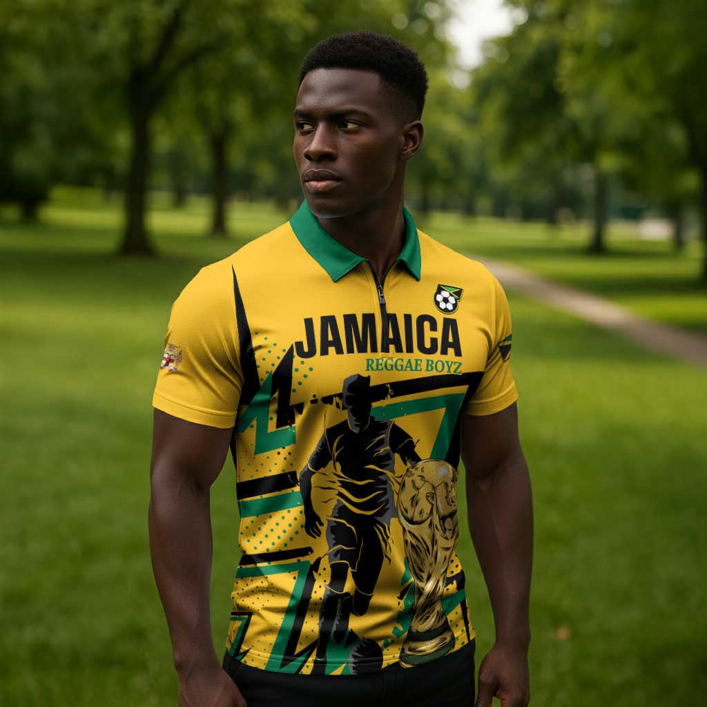 Custom Football 2026 Jamaica Zipper Polo Shirt All A Wi One Team
