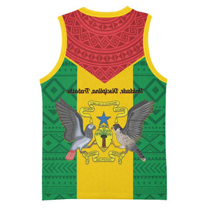 Sao Tome and Principe Independence Day Basketball Jersey Coat Of Arms Mix African Pattern - African Pride