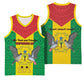 Sao Tome and Principe Independence Day Basketball Jersey Coat Of Arms Mix African Pattern - African Pride