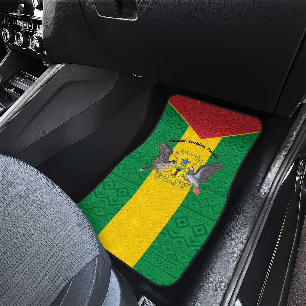 Sao Tome and Principe Independence Day Car Mats Coat Of Arms Mix African Pattern