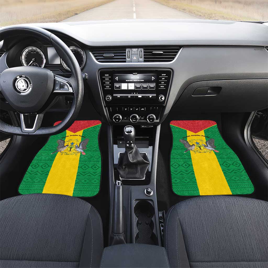 Sao Tome and Principe Independence Day Car Mats Coat Of Arms Mix African Pattern