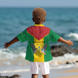 Sao Tome and Principe Independence Day Kid Hawaiian Shirt Coat Of Arms Mix African Pattern