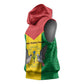 Sao Tome and Principe Independence Day Sleeveless Hoodie Coat Of Arms Mix African Pattern - African Pride